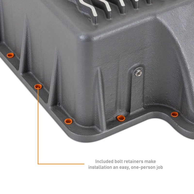 Mishimoto 89-10 Powerstroke E4OD 4R100 5R110 Trans Pan Cast GR - Back View