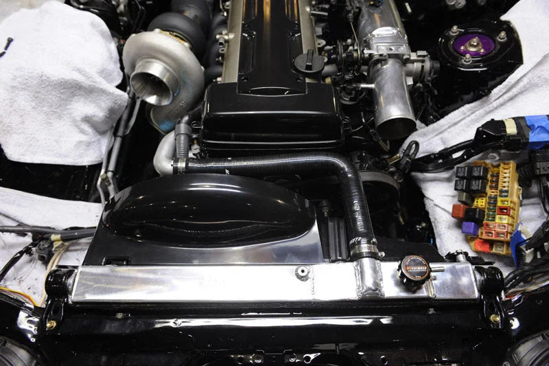 Mishimoto 93-98 Toyota Supra Turbo/Non Turbo Manual Aluminum Radiator - Back View