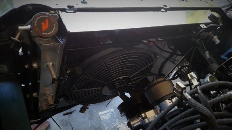 Mishimoto 94-96 Ford Mustang Aluminum Fan Shroud Kit (Does not fit with ABS Equipped Vehicle) - Installation View