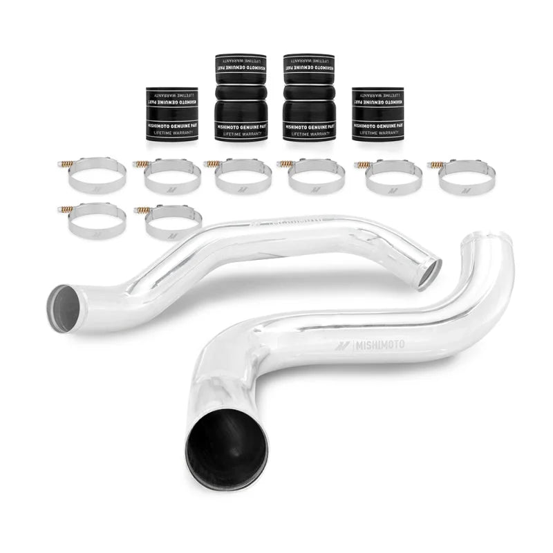 Mishimoto 99-03 Ford 7.3L Powerstroke PSD Silver Intercooler Kit w/ Polished Pipes - Installation View