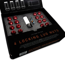 Load image into Gallery viewer, Mishimoto Aluminum Locking Lug Nuts M12x1.5 20pc Set Red - Installation View