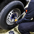 Load image into Gallery viewer, Mishimoto Aluminum Locking Lug Nuts M12x1.5 27pc Set Silver - Installation View