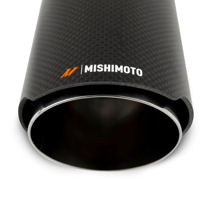 Mishimoto Carbon Fiber Muffler Tip 3in Inlet 4in Outlet Polished - Side View