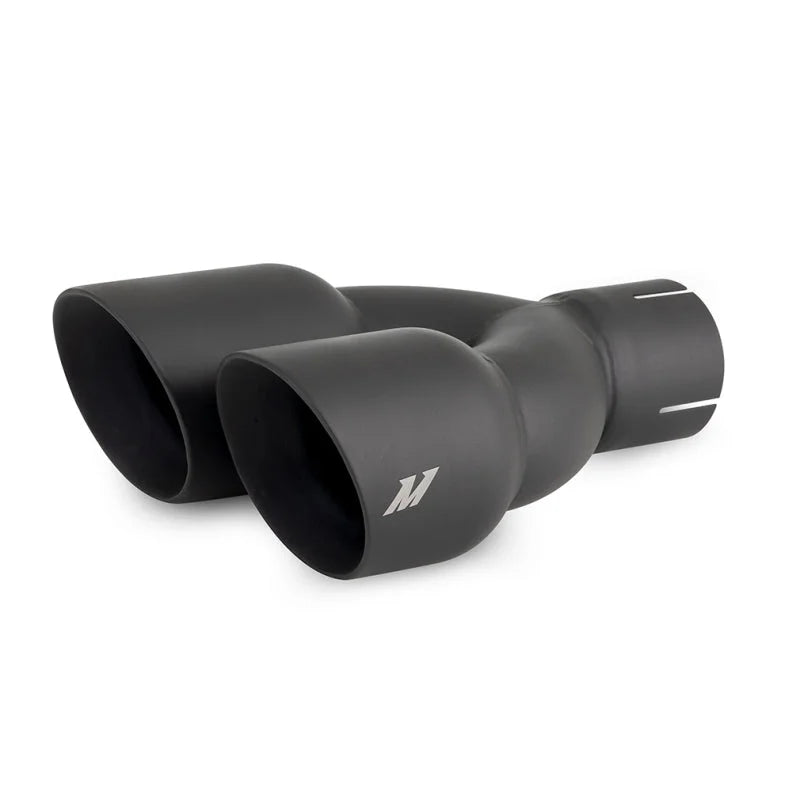 Mishimoto Dual Offset Tips 2.5in Inlet 3in Outlet Slash Cut - Black - Main Product View