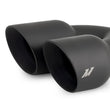 Load image into Gallery viewer, Mishimoto Dual Offset Tips 2.5in Inlet 3in Outlet Slash Cut - Black - Side View