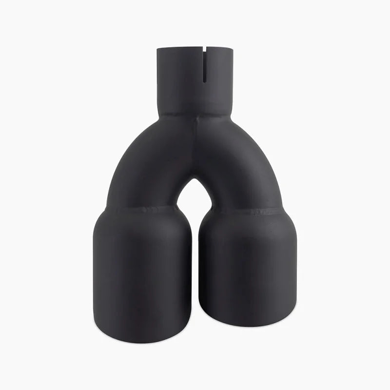 Mishimoto Dual Offset Tips 2.5in Inlet 3in Outlet Slash Cut - Black - Installation View