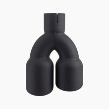 Load image into Gallery viewer, Mishimoto Dual Offset Tips 2.5in Inlet 3in Outlet Slash Cut - Black - Installation View