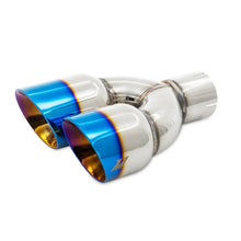 Load image into Gallery viewer, Mishimoto Dual Offset Tips 2.5in Inlet 3in Outlet Slash Cut - Burnt - Main Product View