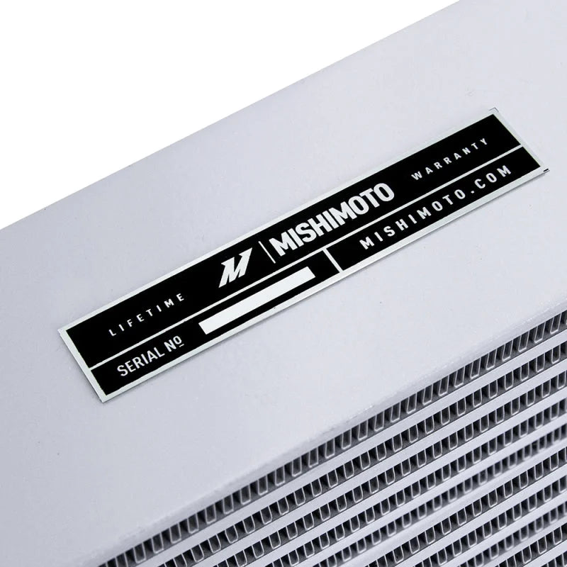 Mishimoto Heavy-Duty Oil Cooler - 10in. Same-Side Outlets - Silver - Back View