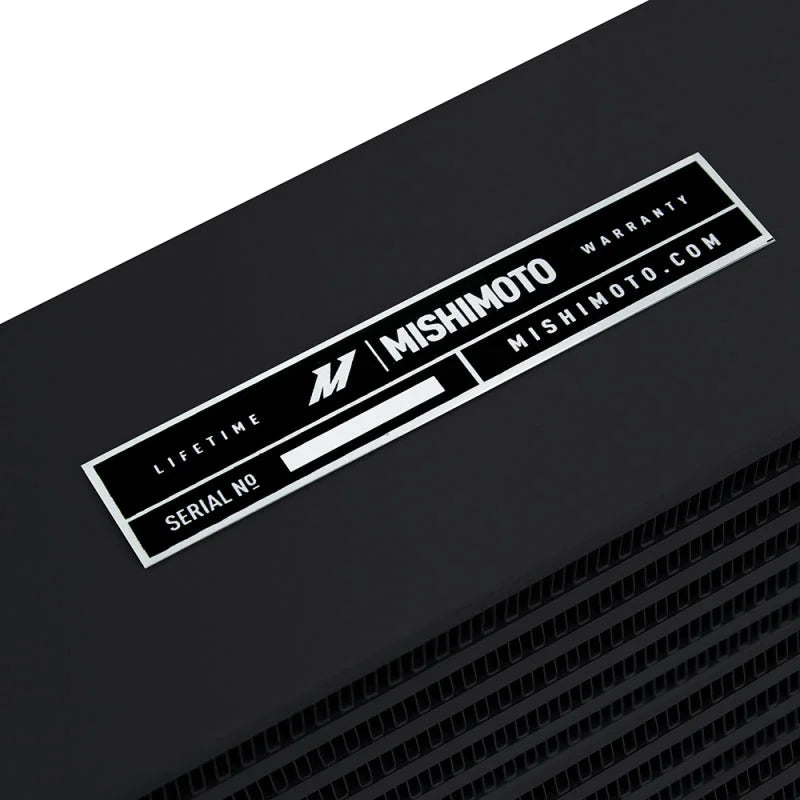 Mishimoto Heavy-Duty Oil Cooler - 17in. Opposite-Side Outlets - Black - Back View