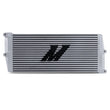 Load image into Gallery viewer, Mishimoto Heavy-Duty Oil Cooler - 17in. Opposite-Side Outlets - Silver - Installation View