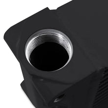 Load image into Gallery viewer, Mishimoto Heavy-Duty Oil Cooler - 17in. Same-Side Outlets - Black - Installation View