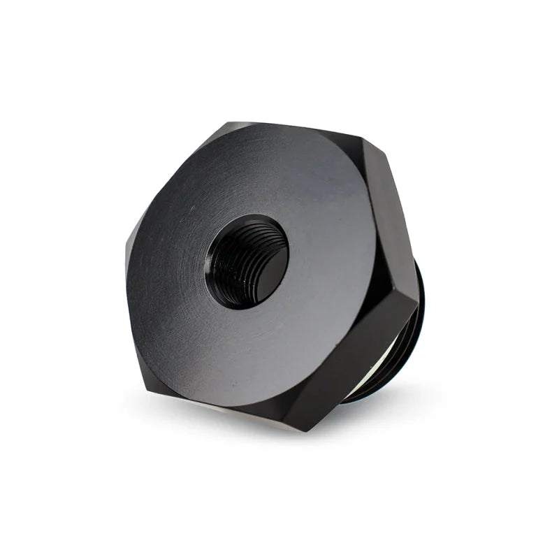 Mishimoto M22 x 1.5 With 1/8-27 NPT Port - Aluminum Fitting - Black - Back View
