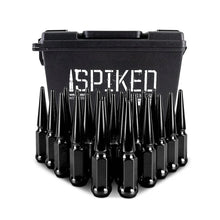 Load image into Gallery viewer, Mishimoto Mishimoto Steel Spiked Lug Nuts M12 x 1.5 24pc Set Black - Installation View