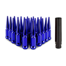 Load image into Gallery viewer, Mishimoto Mishimoto Steel Spiked Lug Nuts M12 x 1.5 24pc Set Blue - Main Product View