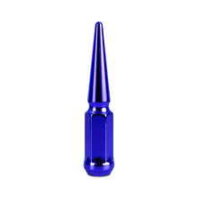 Load image into Gallery viewer, Mishimoto Mishimoto Steel Spiked Lug Nuts M12 x 1.5 24pc Set Blue - Side View