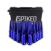 Load image into Gallery viewer, Mishimoto Mishimoto Steel Spiked Lug Nuts M12 x 1.5 24pc Set Blue - Back View