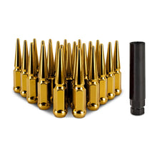 Load image into Gallery viewer, Mishimoto Mishimoto Steel Spiked Lug Nuts M14 x 1.5 24pc Set Gold - Main Product View