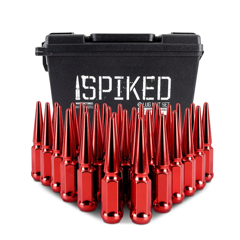 Mishimoto Mishimoto Steel Spiked Lug Nuts M14 x 1.5 32pc Set Red - Side View