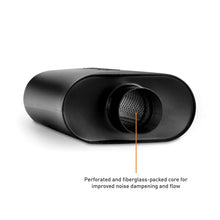 Load image into Gallery viewer, Mishimoto Muffler with 3in Center Inlet/Outlet - Angled Tip - Black - Side View