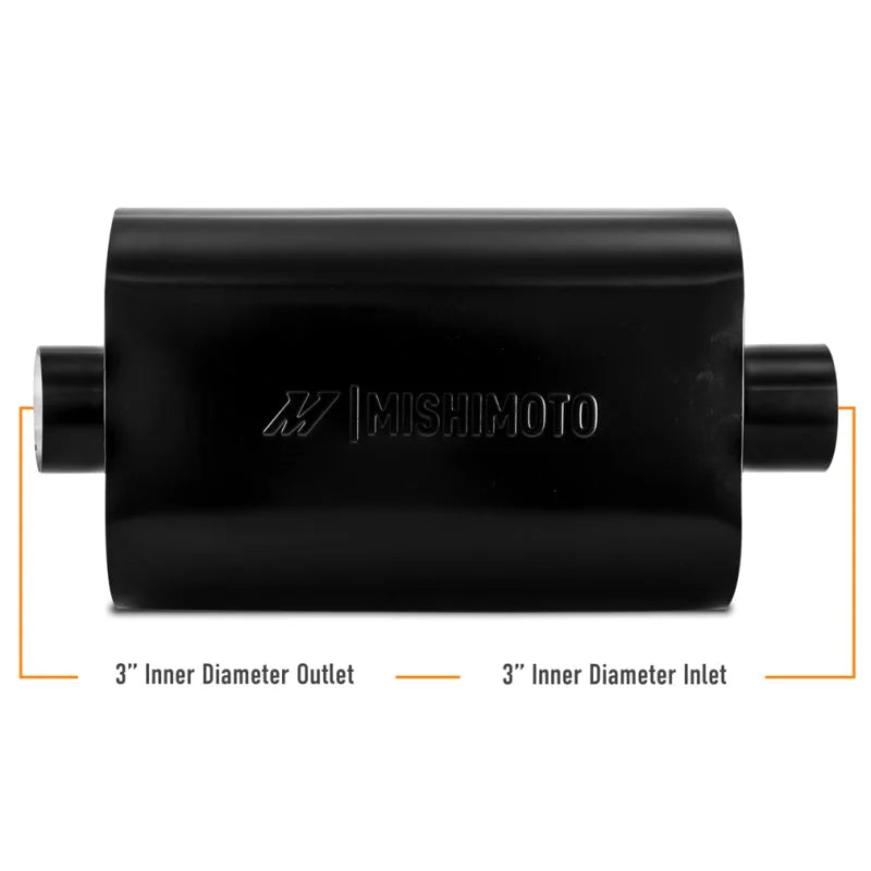 Mishimoto Muffler with 3in Center Inlet/Outlet - Angled Tip - Black - Installation View