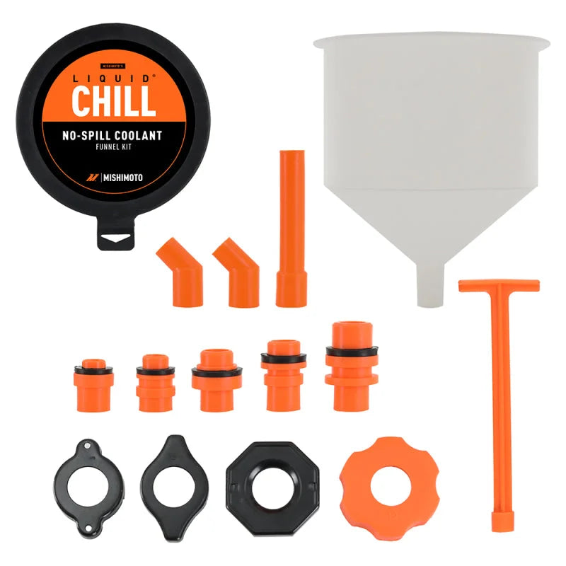 Mishimoto No-Spill Coolant Funnel Kit 15pc Set - Installation View