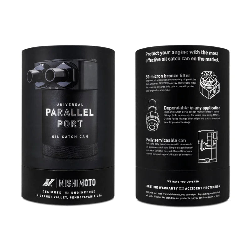 Mishimoto Parallel Port Universal Baffled Oil Catch Can - Side View