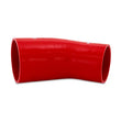 Load image into Gallery viewer, Mishimoto Silicone Reducer Coupler 45 Degree 3.5in to 4in - Red - Side View