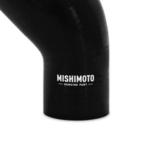 Load image into Gallery viewer, Mishimoto Silicone Reducer Coupler 45 Degree 3in to 3.5in - Black - Side View