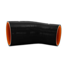 Load image into Gallery viewer, Mishimoto Silicone Reducer Coupler 45 Degree 3in to 3.75in - Black - Side View