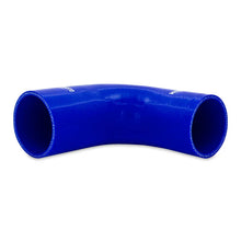 Load image into Gallery viewer, Mishimoto Silicone Reducer Coupler 90 Degree 2.75in to 3in - Blue - Side View
