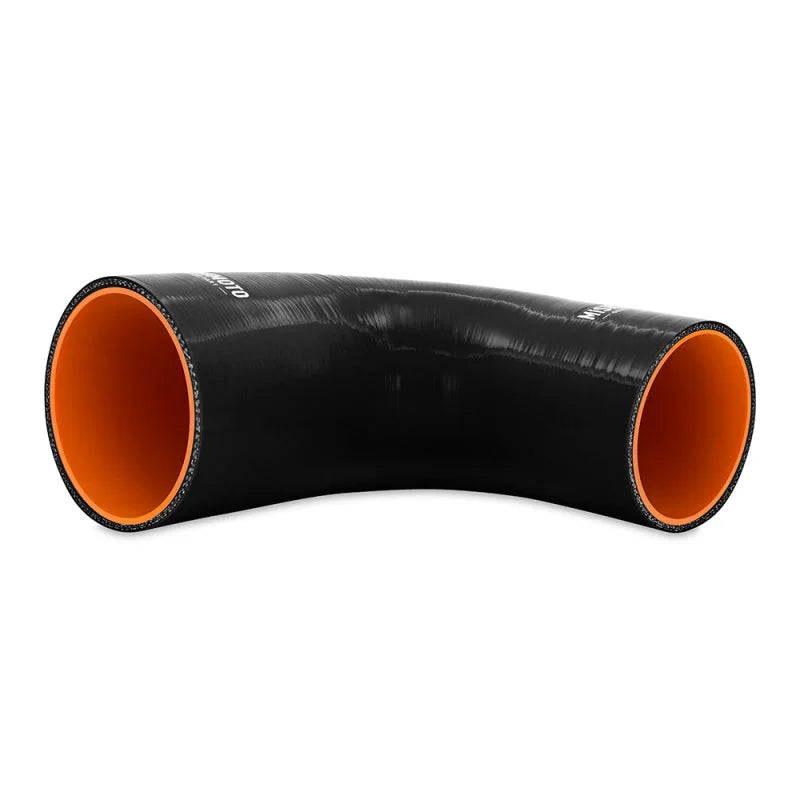 Mishimoto Silicone Reducer Coupler 90 Degree 3in to 3.75in - Black - Detail View