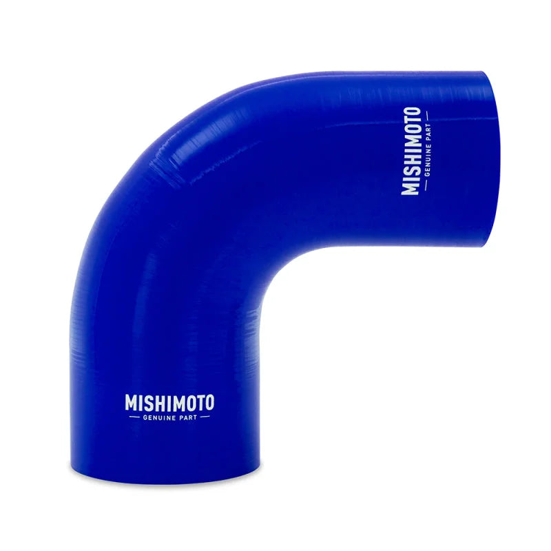 Mishimoto Silicone Reducer Coupler 90 Degree 3in to 4in - Blue - Main Product View