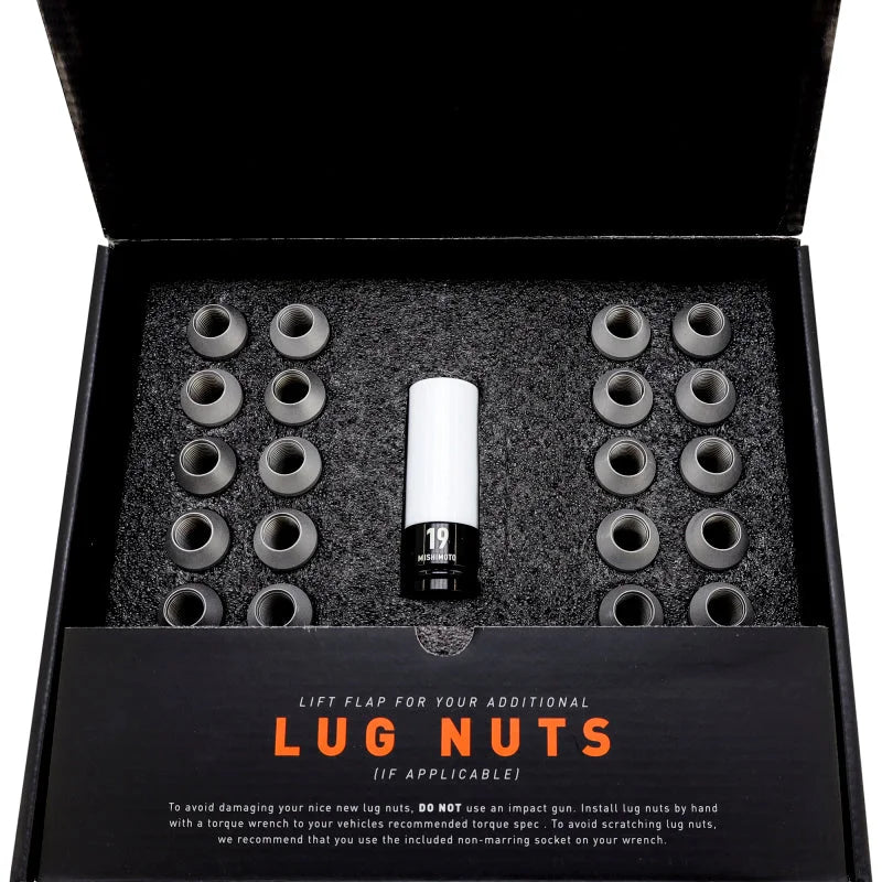 Mishimoto Steel Locking Lug Nuts M14x1.5 24pc Set Silver - Installation View
