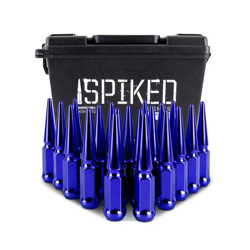 Mishimoto Steel Spiked Lug Nuts M12x1.5 20pc Set - Blue - Installation View
