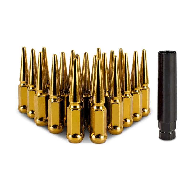 Mishimoto Steel Spiked Lug Nuts M12x1.5 20pc Set - Gold - Main Product View
