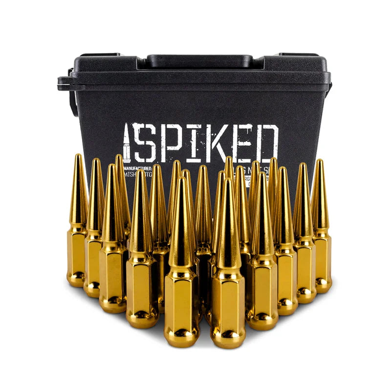 Mishimoto Steel Spiked Lug Nuts M12x1.5 20pc Set - Gold - Installation View