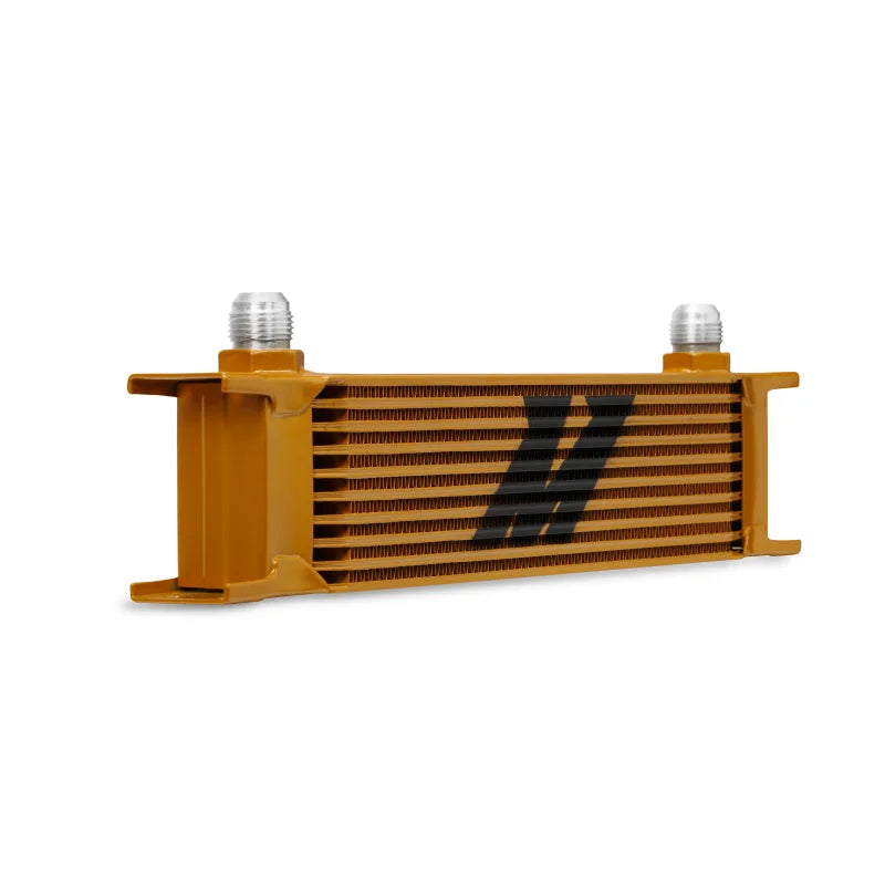 Mishimoto Universal 10 Row Oil Cooler - Gold - Side View