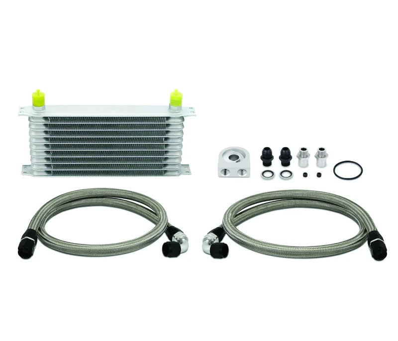 Mishimoto Universal 10 Row Oil Cooler Kit (Metal Braided Lines) - Side View