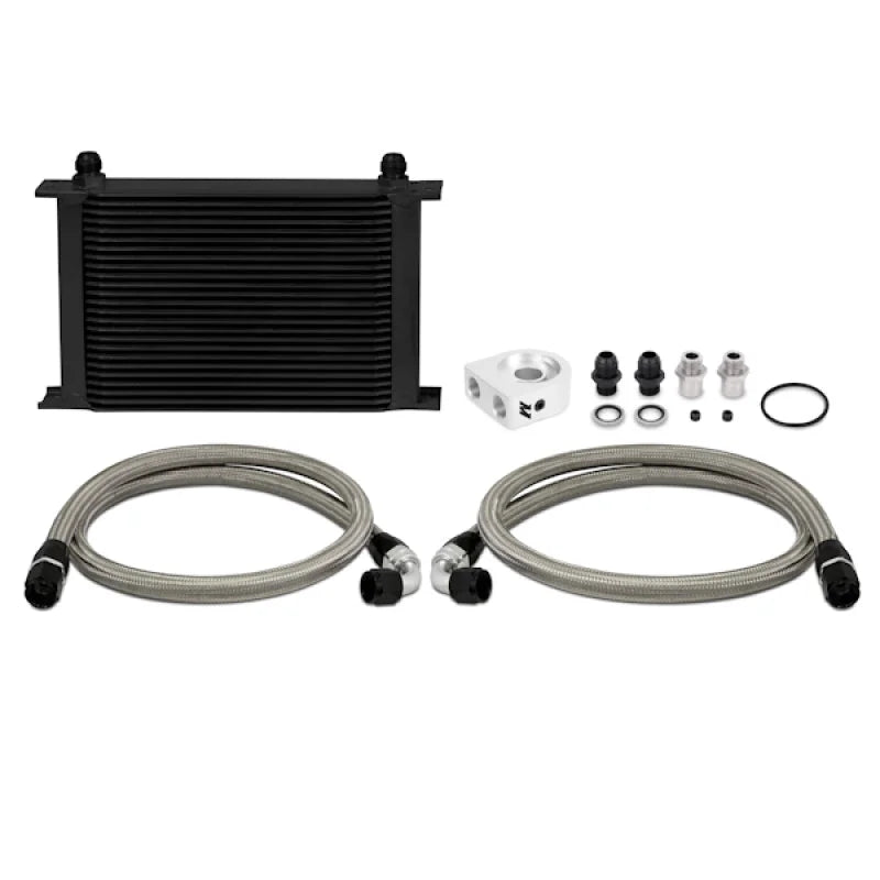 Mishimoto Universal 25 Row Oil Cooler Kit (Black Cooler) - Side View