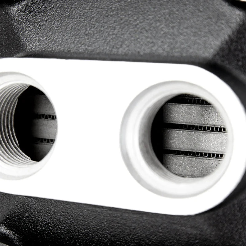 Mishimoto Universal Air-To-Water Intercooler Dual Pass (500hp) - Opposite Side Inlet/Outlet - Side View