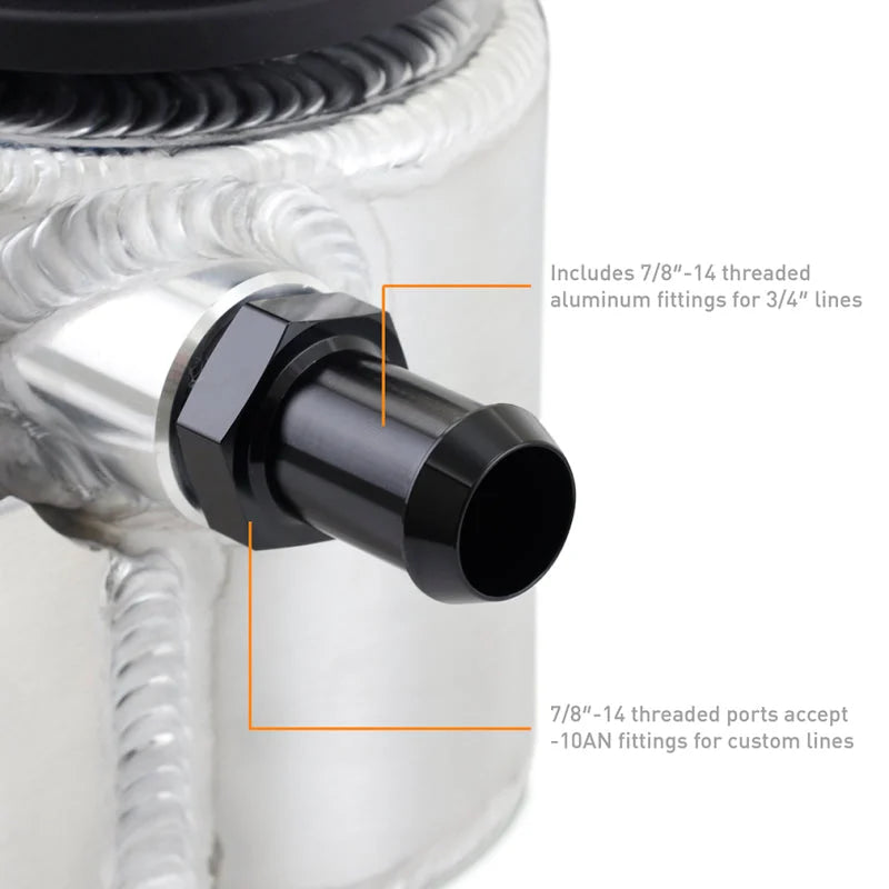 Mishimoto Universal Aluminum Coolant Expansion Tank - Brushed - Side View