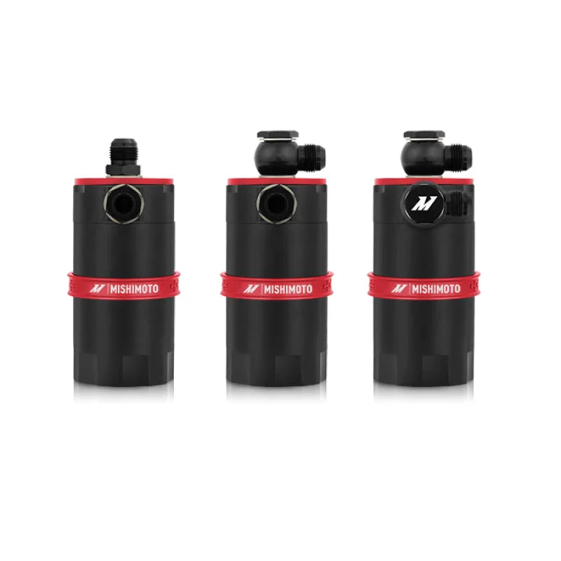 Mishimoto Universal Baffled Oil Catch Can - Red - Back View