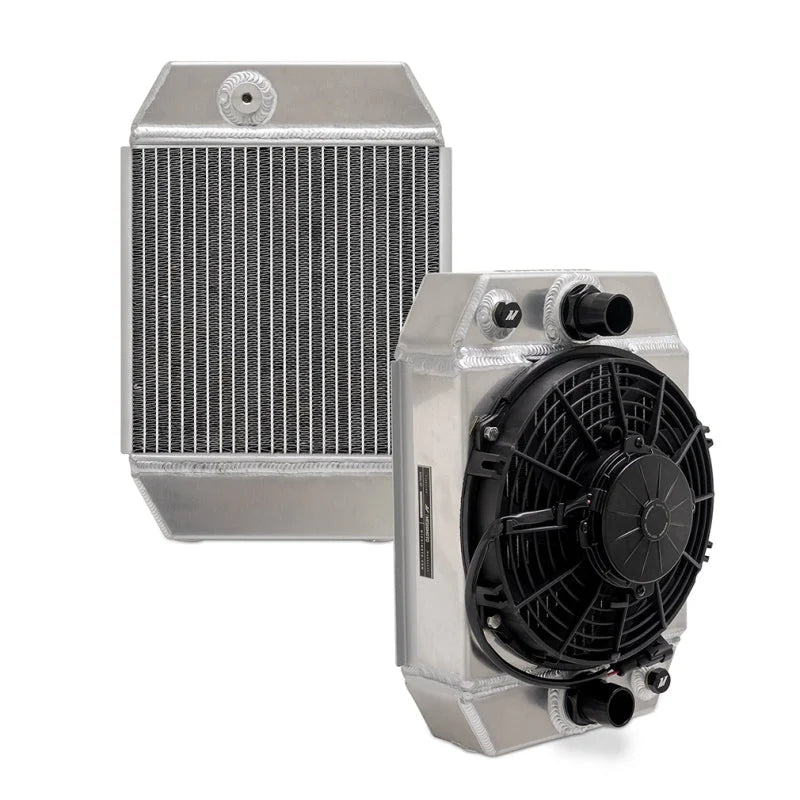 Mishimoto Universal Drag Race Performance Aluminum Radiator - Natural - Side View