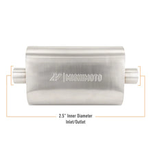 Load image into Gallery viewer, Mishimoto Universal Muffler with 2.5in Center Inlet/Outlet - Brushed - Side View