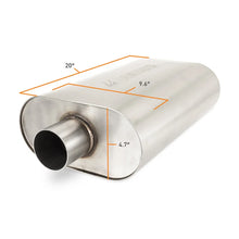 Load image into Gallery viewer, Mishimoto Universal Muffler with 2.5in Center Inlet/Outlet - Brushed - Back View