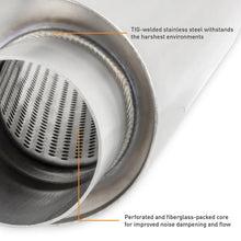 Load image into Gallery viewer, Mishimoto Universal Muffler with 3.0in Offset Inlet/Outlet - Brushed - Back View
