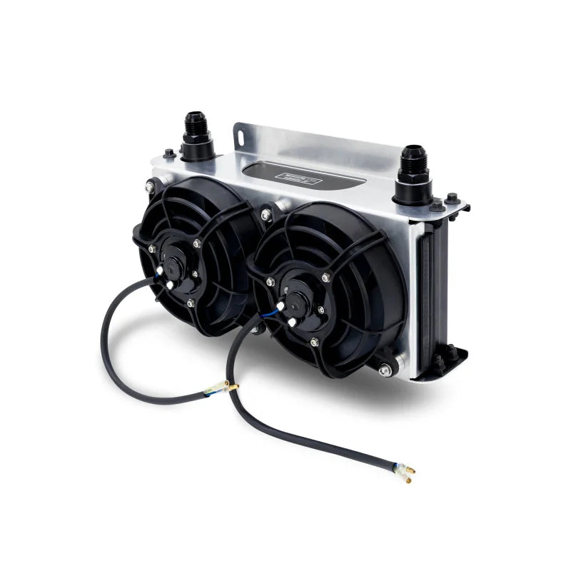 Mishimoto Universal Oil Cooler Kit - 19 Row Cooler and 2x5in Fans - Side View