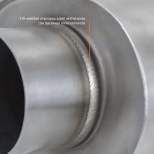 Load image into Gallery viewer, Mishimoto Universal Resonator with 2.5in Inlet/Outlet - Brushed - Side View