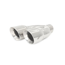 Load image into Gallery viewer, Mishimoto Universal Steel Muffler Tip 2.5in Inlet Dual Y Polished - Side View